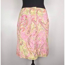 Talbots Petites Paisley 10P Cotton A-Line Skirt Y2K Made in USA Boho Pretty