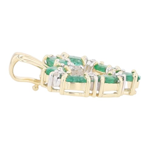 1.28ctw Emerald & Diamond Heart Pendant without Chain 14k Yellow Gold 2.74 Grams - Picture 5 of 6