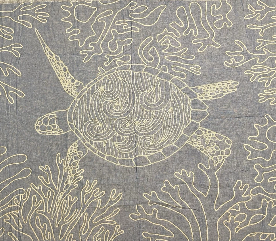 SAND CLOUD Blue Sea Turtle Coral Reef Turkish Beach Towel 70x37 - Image 3 of 4