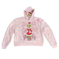 The Grinch Dr Seuss Reversible Graphic Print Hoodie Size L Pom Pom Drawstrings