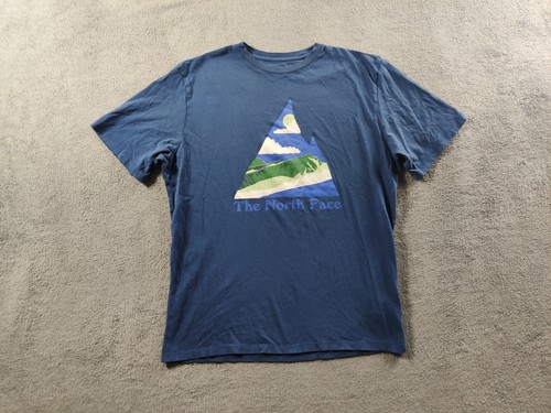 The North Face Shirt Adult Mens Large Blue Spell Out Logo Short Sleeve