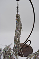 Silver Xmas Ornaments Glitter Sequins Set of 10 Bling Shiny Large Tree