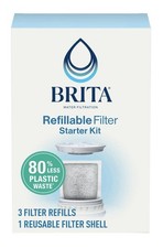 Brita Refillable Filter Starter Kit w/ Reusable Filter Shell 3 Filter Refills