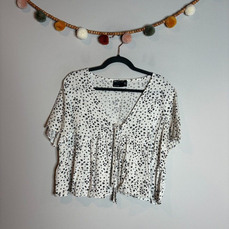 ASOS Design black and white floral cropped babydoll top