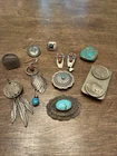 Assortment Of VTG Navajo Southwest Jewelry Pieces Turquoise Sterling Silver