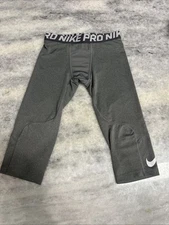 NIKE boys  Pro Compression Tight 3/4 Leggings Pants Base Layer gray Youth Large