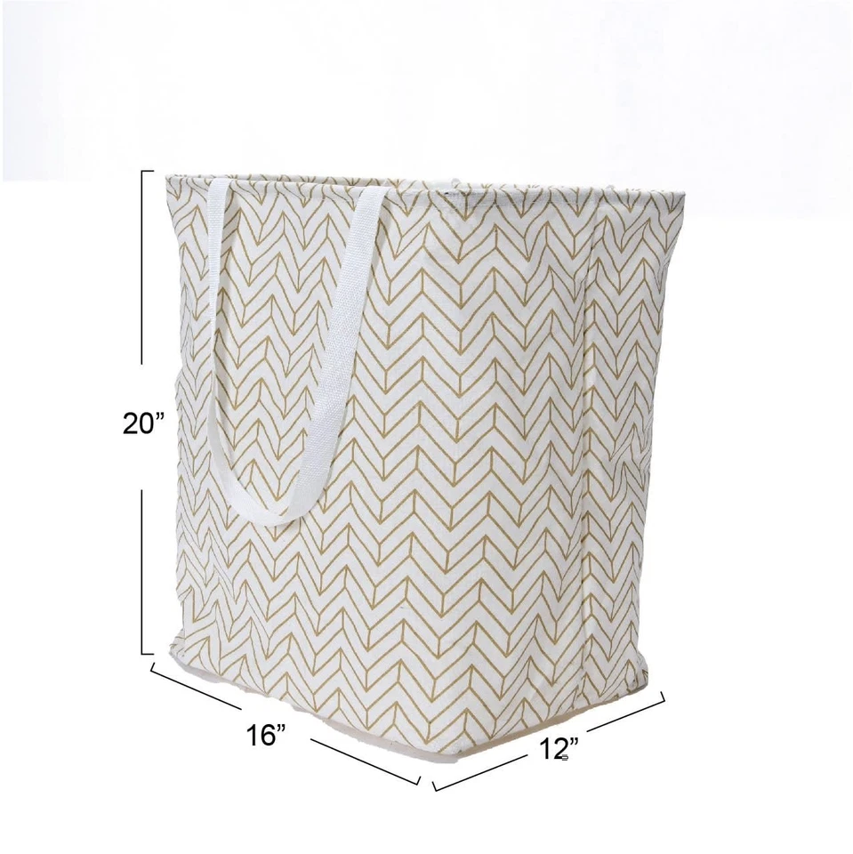 Bolsa de lavandería rectangular Krush con asas, Chevron tostado grande Foto 4 de 4