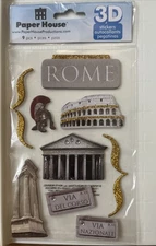 Rome Scrapbook 3-D Stickers *Paper House* STDM-0043- 9 Pieces (BN)