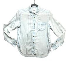 American Eagle Outfitters Shirt Womens SP Blue Chambray Lyocell Button Down 