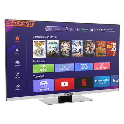 SELFSAT SMART LED TV 1260 (60cm/24'') rahmenloser TV inkl. DVB-S2/C/T2 HD Tuner