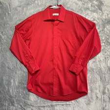 MENS PIERRE CARDIN LONG SLEEVE DRESS SHIRT RED BUTTON DOWN POCKETS M
