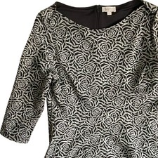 LOFT Outlet Black Rose Print 3/4 Sleeve Party Cocktail Dress - Size 14
