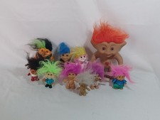 Vintage Troll Dolls Lot of 10 Assorted Hair Colors and Sizes