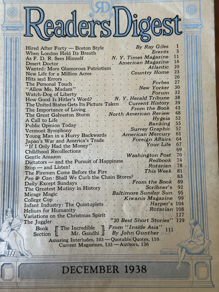 Vintage 1938 Full Year Reader's Digest Lot of 12 Magazines Jan - Dec - Image 2 of 4