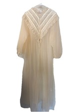Vtg Elise Stevens Lingerie Bridal Duster Robe Peignoir Gorgeous Lace Cream Sz 2x