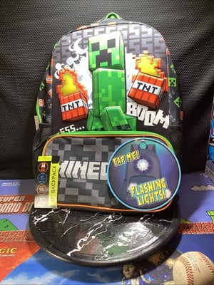 Minecraft Light Up 17'' Creeper Backpack Flashing Lights TNT New with tags