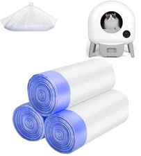 60 Count Cat Litter Box Liners, Heavy Duty for Self Cleaning blue-white1.1 