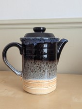 Vintage Ashdale Pottery Coffee Pot | Blue & Grey Fat Lava Drip Glaze | Retro 70s