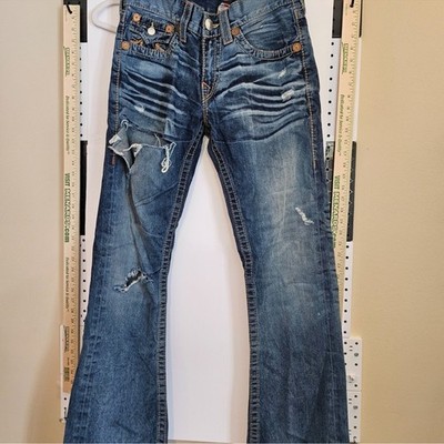 True Religion Distressed Flare Jeans - Blue