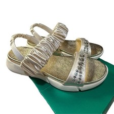 Lauren Lorraine Annie Ivory Satin  Rhinestone Platform Sandals   Size 7 Nee