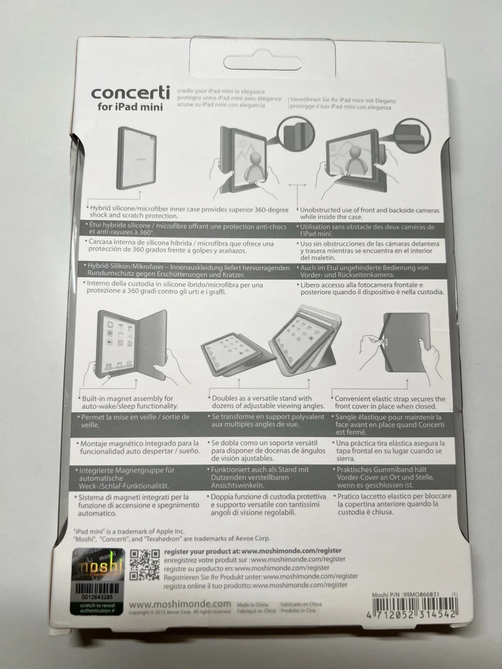 NEW! Moshi Concerti Falcon Portfolio Folding Gray Case For iPad Mini 3 - Image 2 of 2