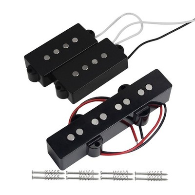 FLEOR Alnico 5 PB Bass Pickups&JB Bridge Pickups Black fit 4-String Open Style