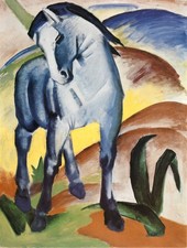 Blaues Pferd-Franz Marc-Kunstdruck auf Karton 50 x 70 cm mit oder ohne Rahmen