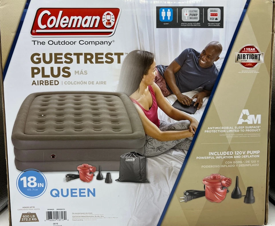 Cama de aire Coleman GUESTREST Plus, Queen, 18 pulgadas, incluye bomba de 120 V, ¡NUEVA! Foto 2 de 4