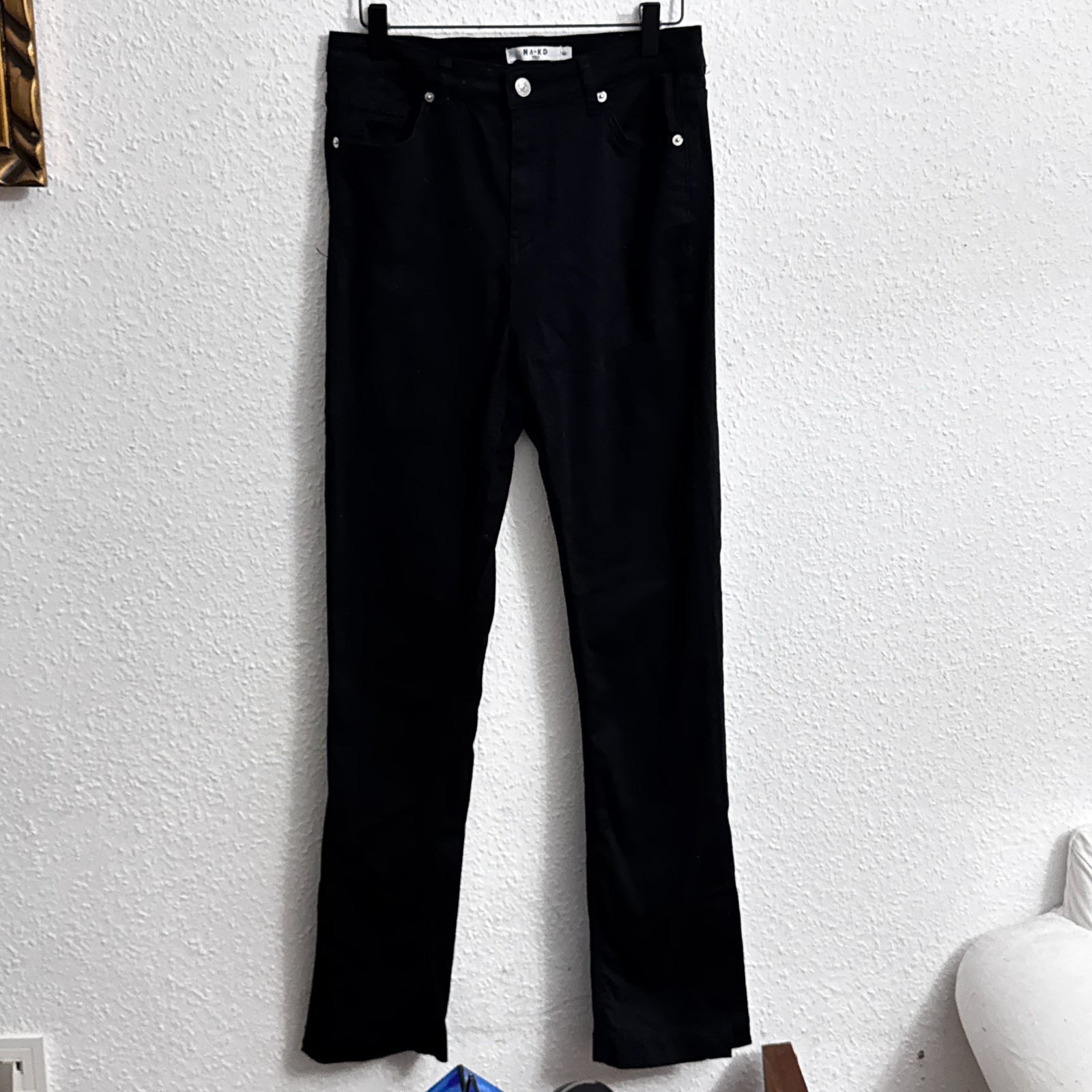 NA-KD High Waisted Straight Leg Jeans in Black - Size 40 image 3