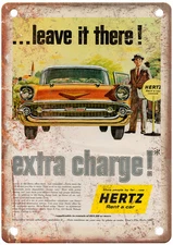 1957 Vintage Hertz Auto Ad Retro Look Reproduction Metal Sign A13603