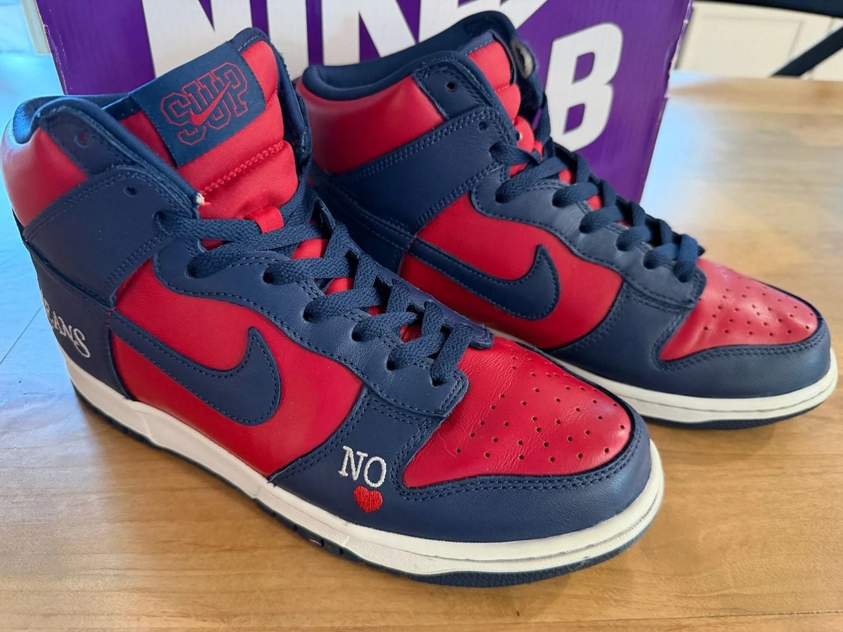 新品　Supreme × Nike SB Dunk High Red/Navy Las mejores ofertas en Nike Supreme x Dunk SB High By Any Means