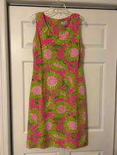 LILLY PULITZER Sz 8 Floral Sunflower Silk Mila Shift Dress WHITE TAG
