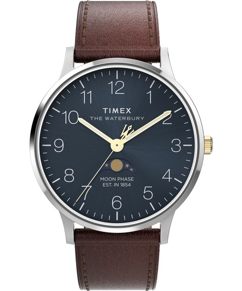 Timex Waterbury Classic Moon Phase Braun Herren Armbanduhr TW2W75600-image