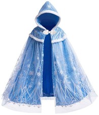 Girls Elsa Hooded Cape Kids Halloween Dress up Cloak Girls Princess Warm Cape...