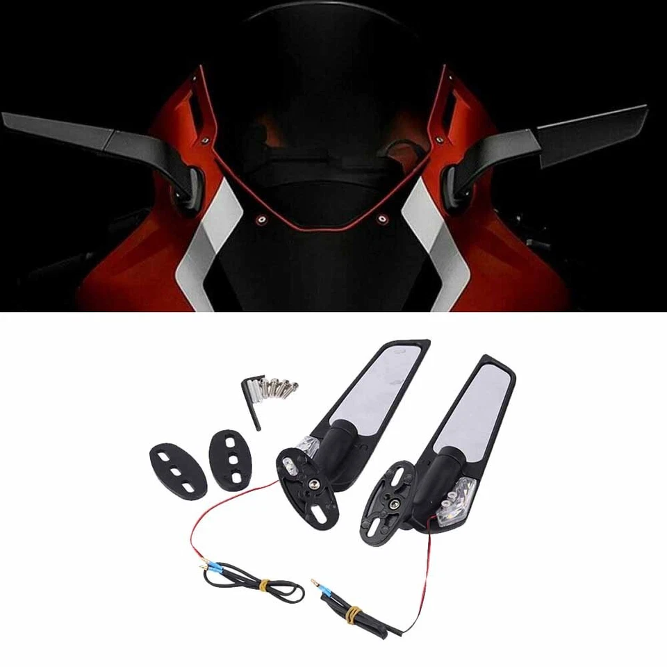 Fit For Honda CBR600RR 03-19 CBR1000RR 04-22 Rear View Mirror w/LED Turn Signal - Imagem 4 de 4