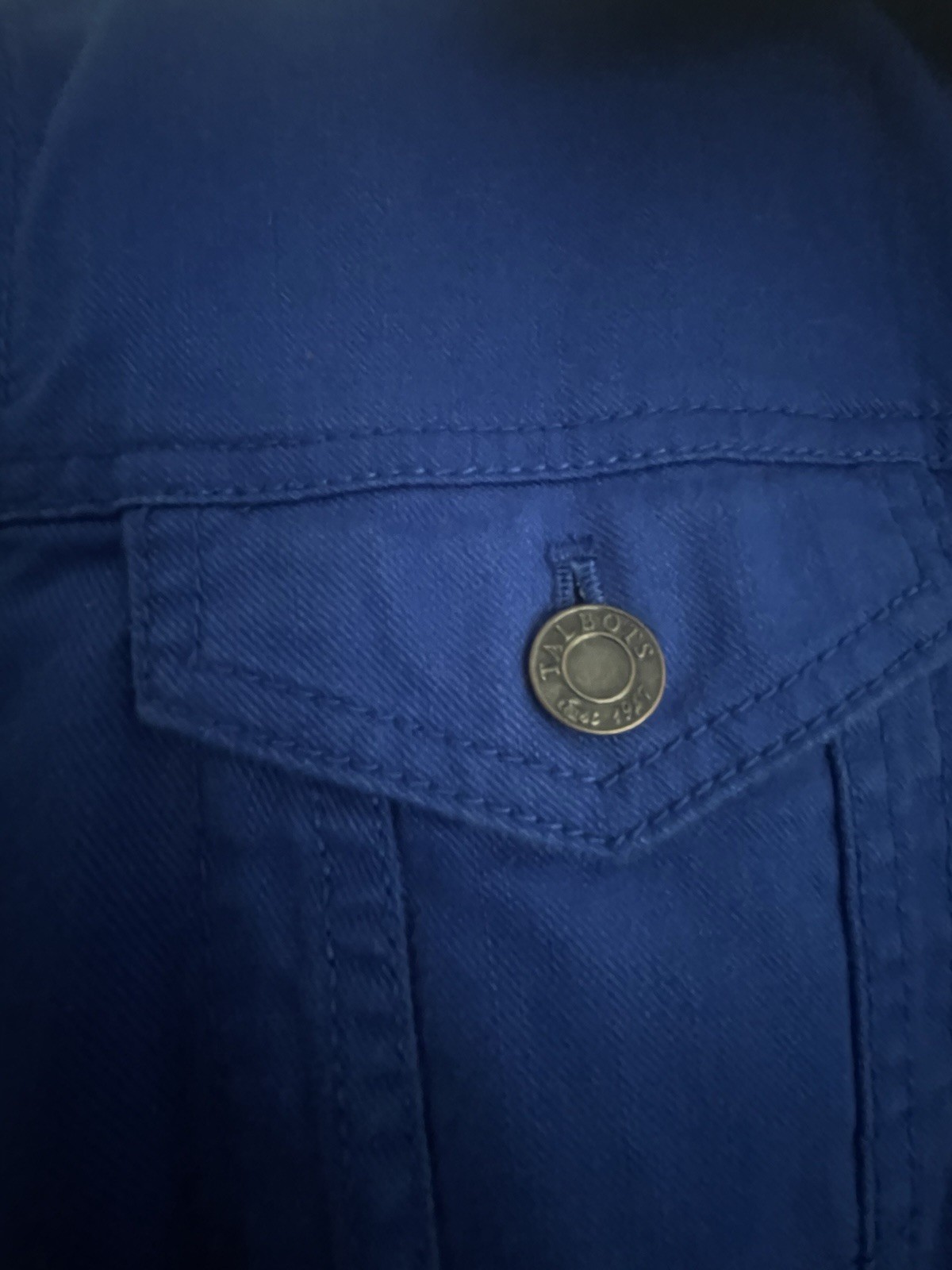 Talbots Petites Blue Button Front Collared Pocket… - image 4