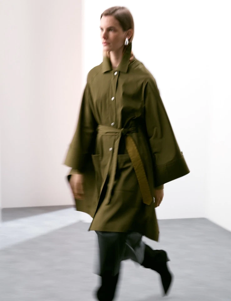 M&S - Autograph Womens Khaki Trench Women Coat - Image 4 of 4