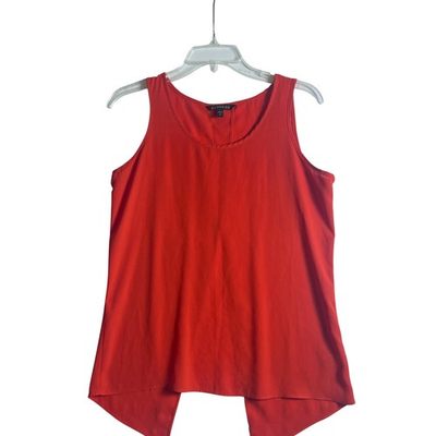 #ad Express Women#x27;s Red Split Back Sleeveless Tank Top Blouse Scoop Size S $10.80