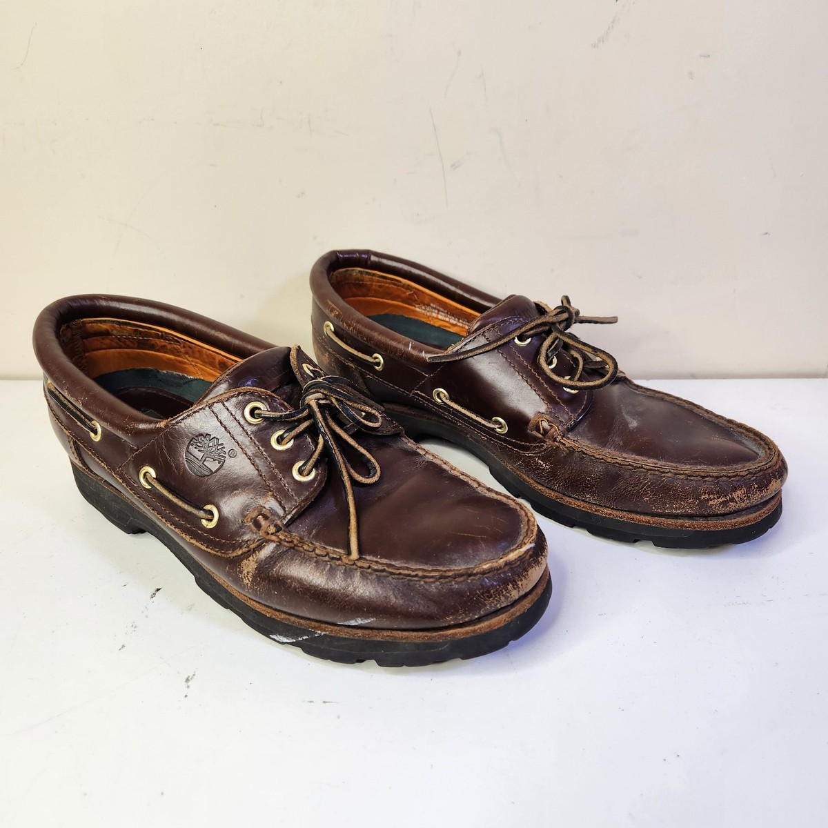 ブラウンTimberland 3Eye Classic Lug Timberland Mens Leather 3-Eye Classic Lug Shoes Size 9.5 M Brown
