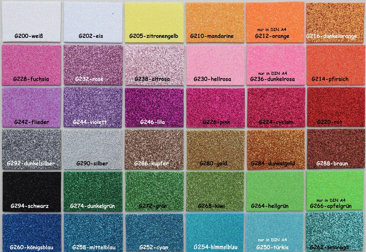 Glitzer Moosgummi irisierend Glitter 36 Farben 20x30 A4 1x2,20 € Versand