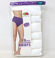 New 2015 Fruit of the Loom 100 Cotton Tag Free Size 9 2X Womens White 6 Briefs