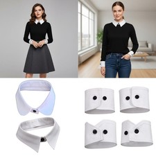 2X Faux Collar Cuffs Shirt Sleeves Formal Business Professional Outfit Accessory