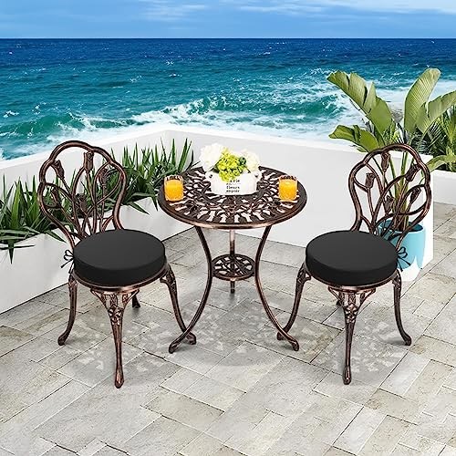 Outdoor Bistro Stuhl Kissen, 15”x15”x 3” dick 15" x 3" (2er Pack) schwarz - Bild 8 von 8