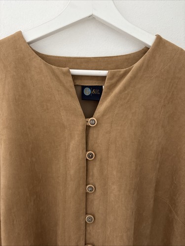 C&A Sixth Sense Size 22 Vintage Womens Beige Pin Cord Blouse Shirt - Picture 2 of 8