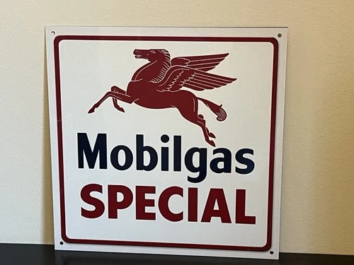 Hi Gloss Mobilgas Mobil Gas Special Gasoline Oil Vintage  Style Metal Sign