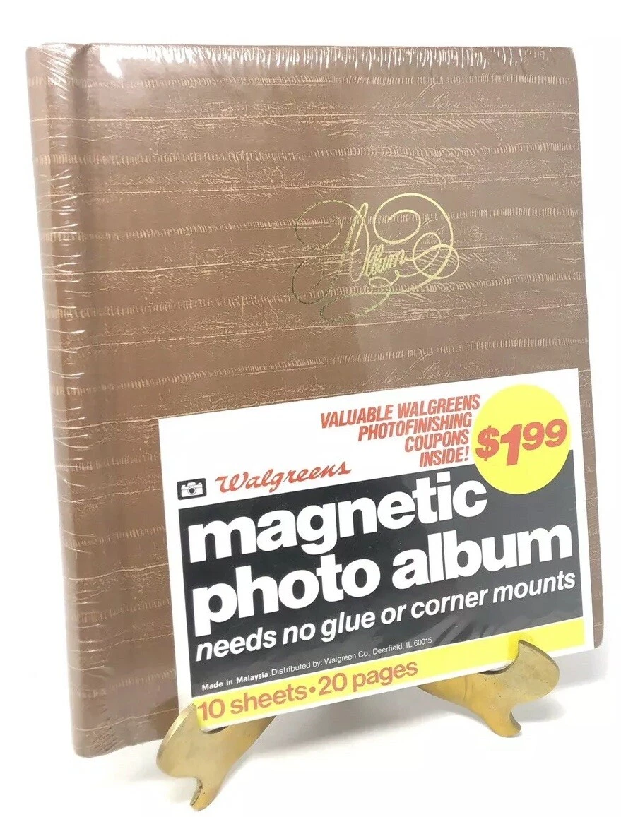 Self-Adhesive Magnetic Photo Album, Leather, for Weddings Holidays, Brown