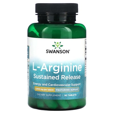 2 X Swanson, L-Arginine, Sustained Release, 1,000 mg, 90 Tablets