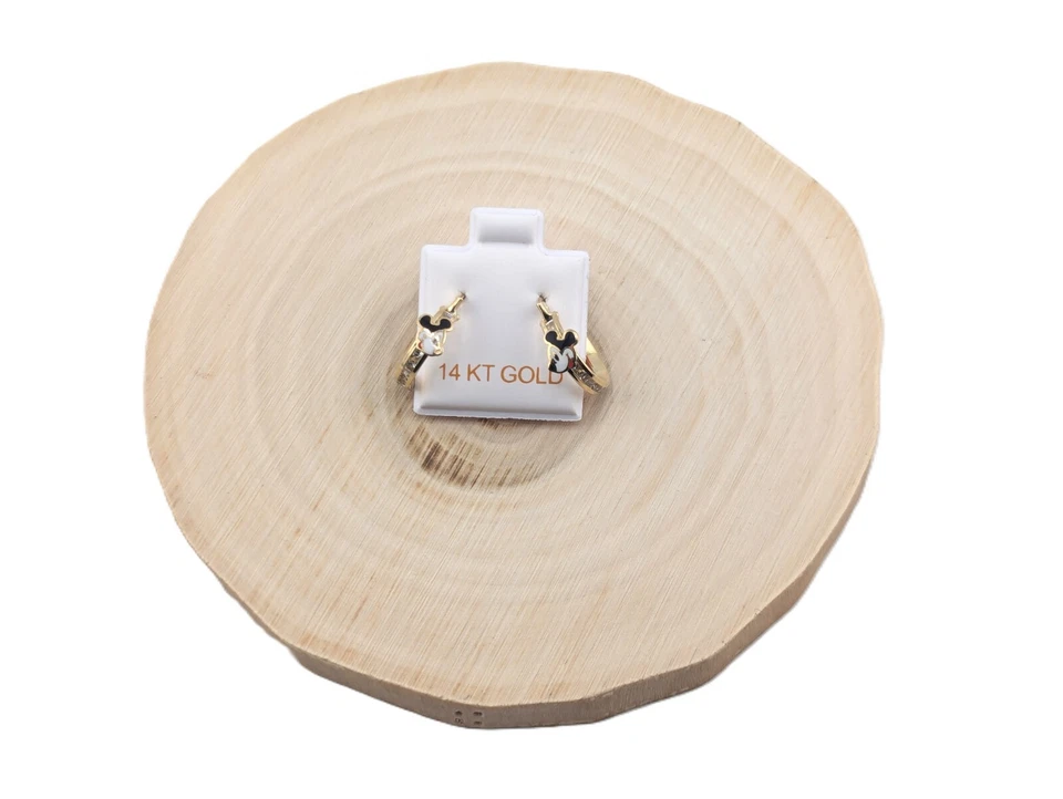 Women's 14k Gold Mickey Mouse Cubic Zirconia Novelty Earrings with Hoop Closure - Image 4 of 4