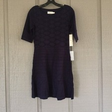 Eliza J Crewneck Fit & Flare Dress Color Navy Size S