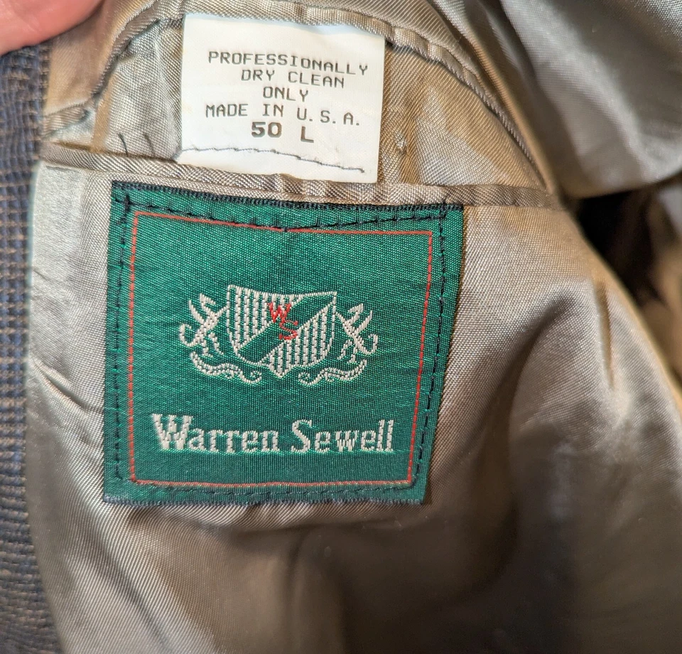 Chaqueta Abrigo Deportivo De Colección Años 90 Warren Sewell Para Hombres 50L Marrón Pata de Gallo Tweed Foto 2 de 4